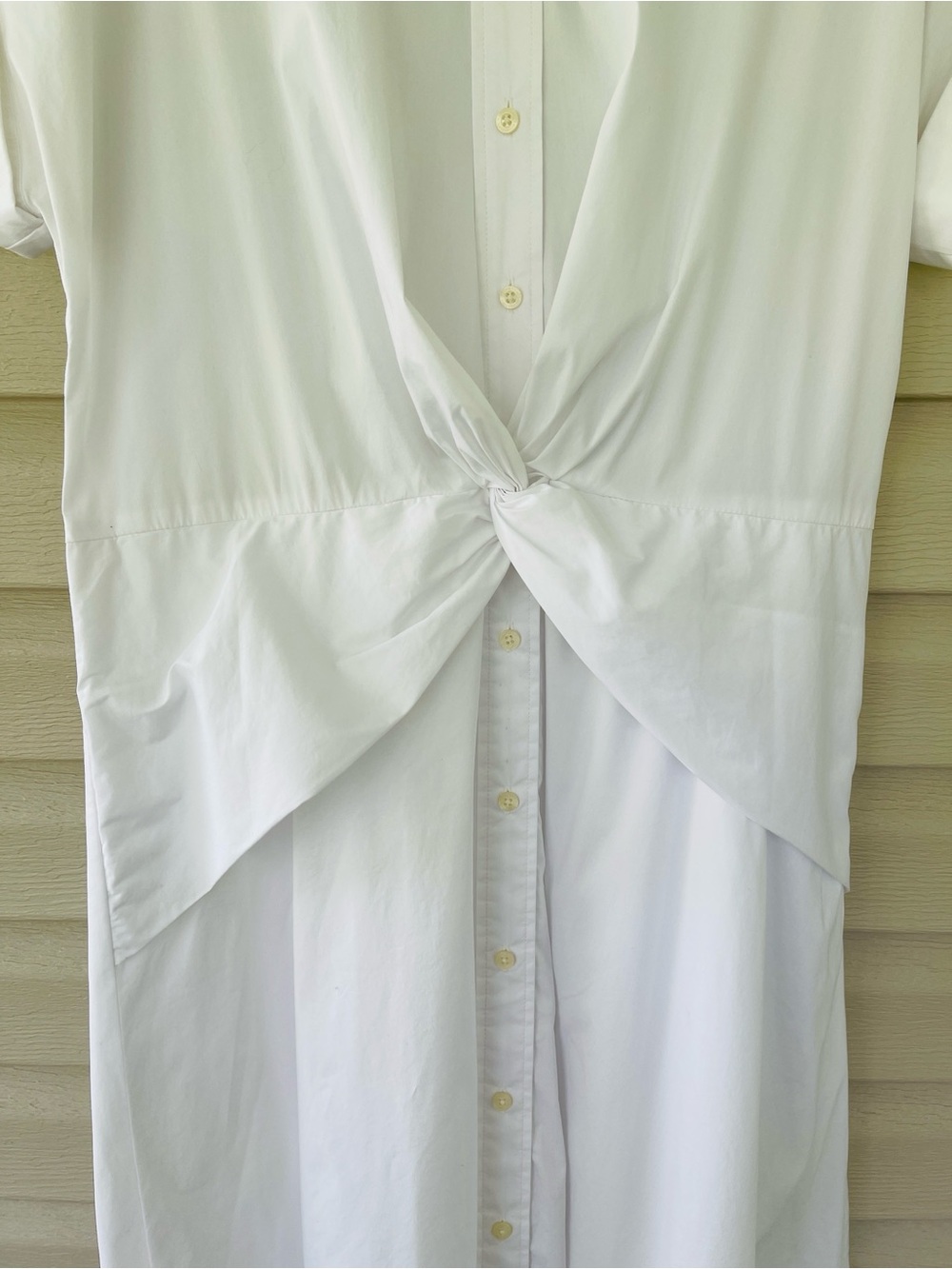 Lauren Ralph Lauren Twist Front Cotton Blend White Shirtdress Size 10 - Picture 6 of 10